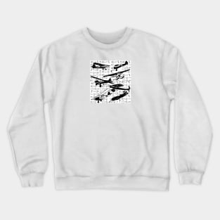 Vintage Aircraft in Black and White Crewneck Sweatshirt